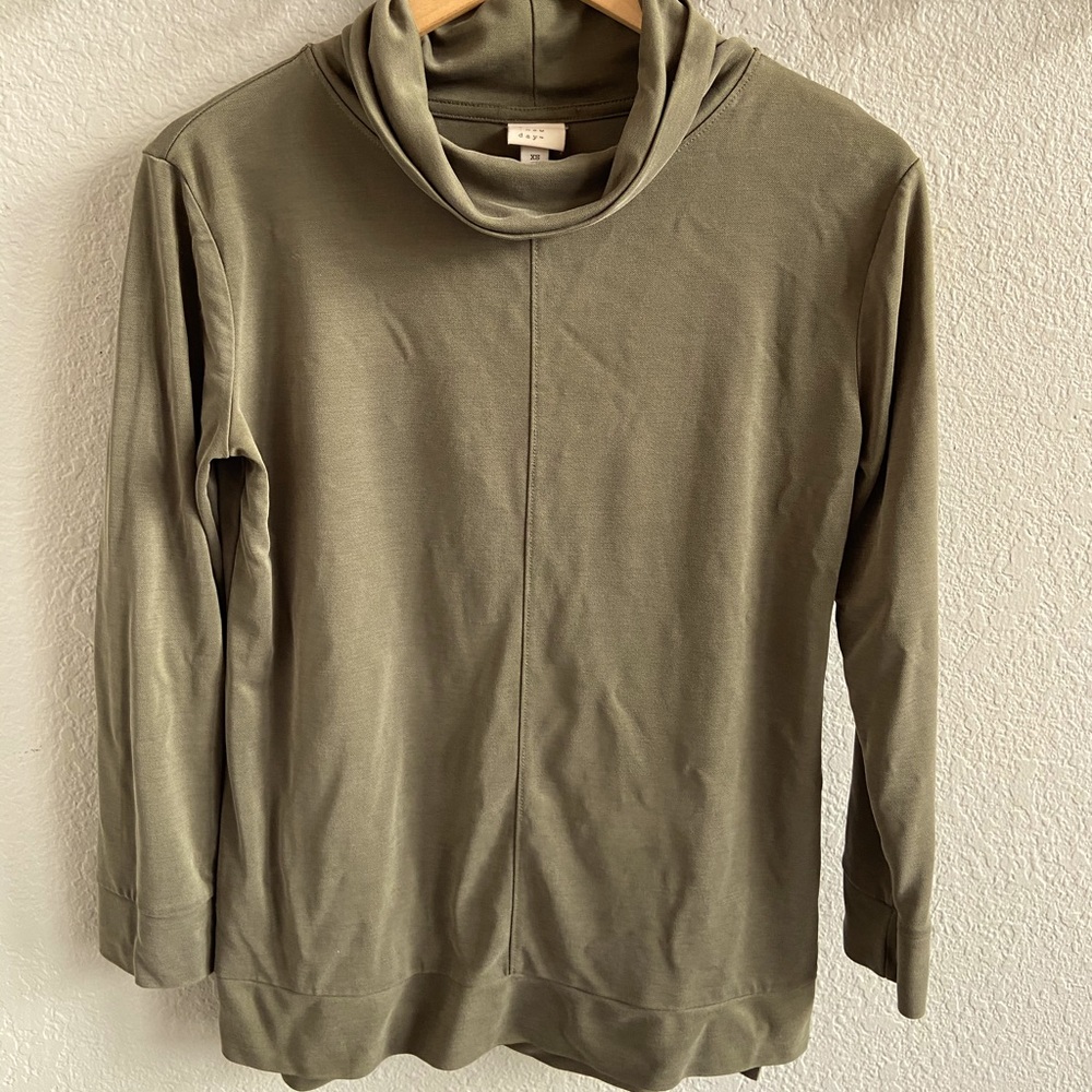 A New Day Olive Cowl Neck Long Sleeve Top